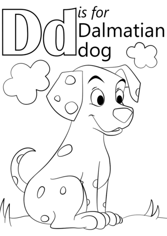 Letter D Is For Dalmatian Dog Coloring Page